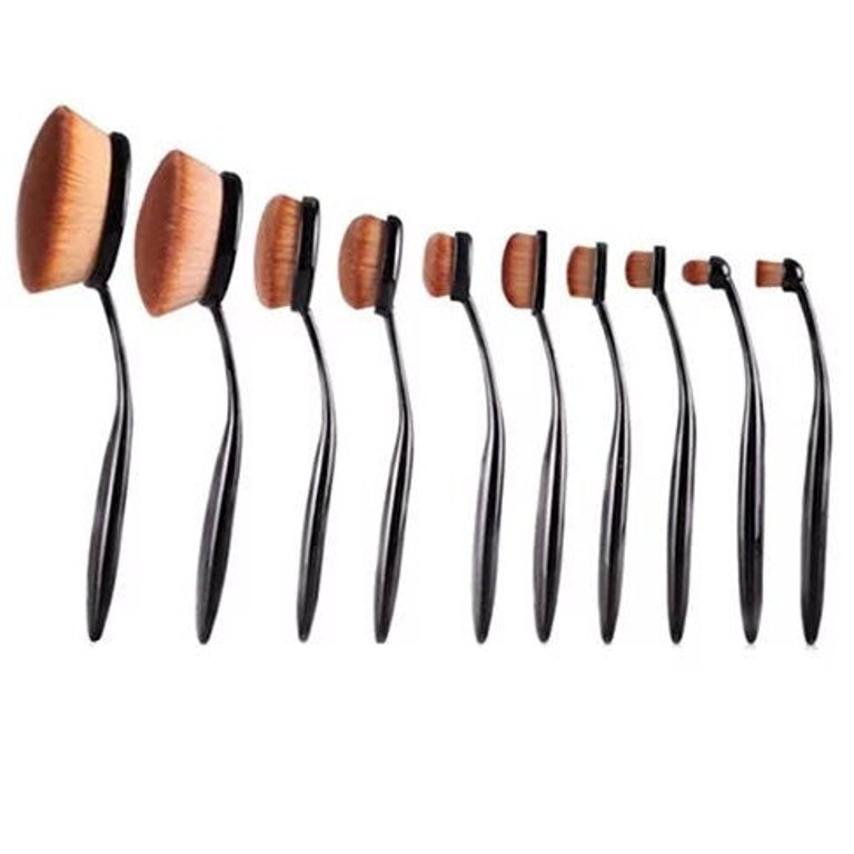 Beauty Experts Set Of 10 Oval Beauty Brushes - Black