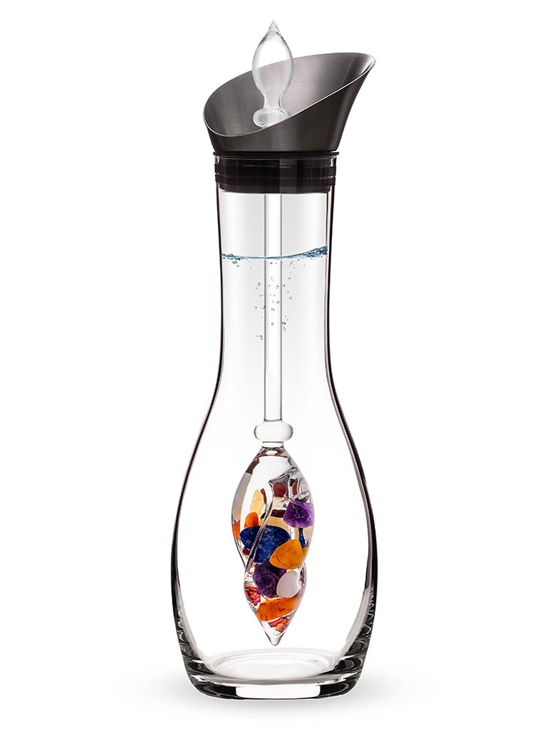 Era Ayurveda Crystal Water Decanter with Milk Opal, Amethyst, Clear Quartz, Lapis Lazuli, Garnet, Carnelian & Orange Calcite