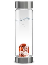 Via Fitness Crystal Water Bottle With Red Jasper, Magnesite and Clear Quartz