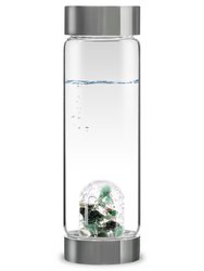 Via Vitality Crystal Water Bottle With Emerald and Clear Quartz