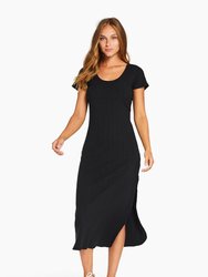 Catalina Tee Dress - Black Organic Rib