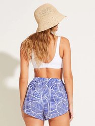 Tallows Linen Short - EcoLinen Lagoon Palm Print