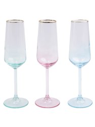 Rainbow Assorted Champagne Flutes - Set Of 4 - Assorted