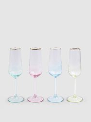 Rainbow Assorted Champagne Flutes - Set of 4