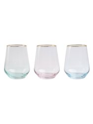 Rainbow Assorted Stemless Wine Glasses - Set Of 4 - Assorted
