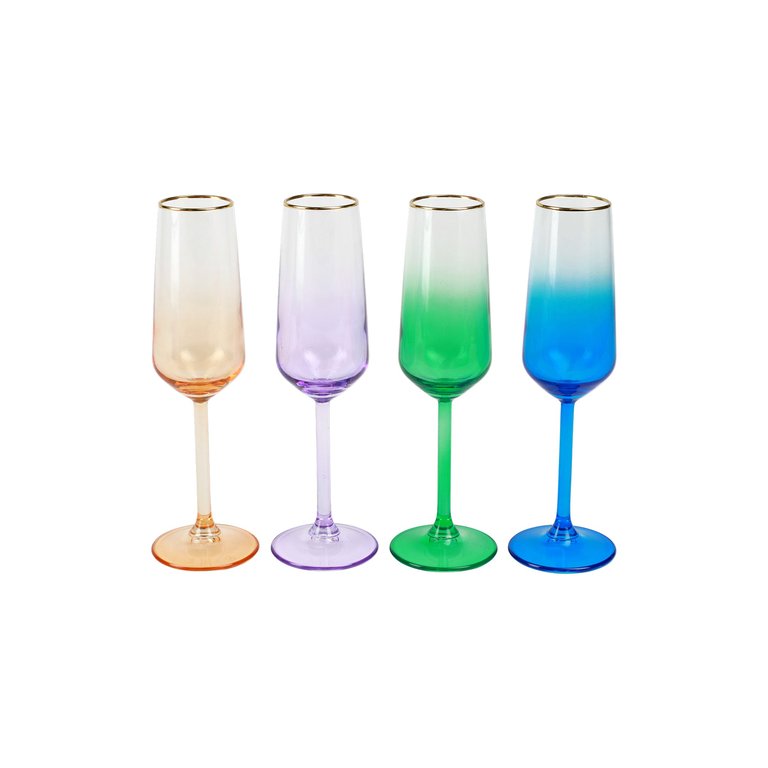 Rainbow Assorted Wine Glass Set/4