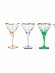 Rainbow Jewel Tone Assorted Martini Glasses - Set of 4