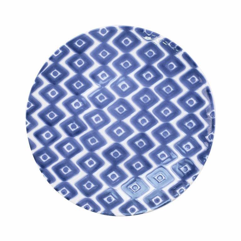 Santorini Diamond Dinner Plate - Blue