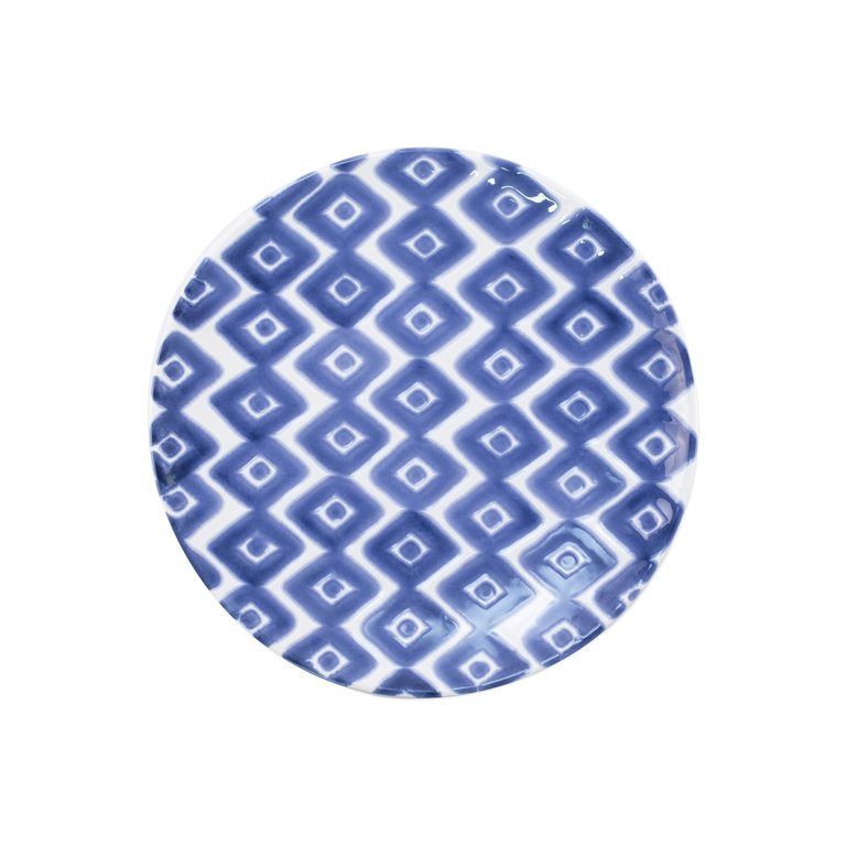 Santorini Diamond Salad Plate - Blue