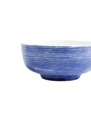 Santorini Stripe Medium Footed Serving Bowl - Blue
