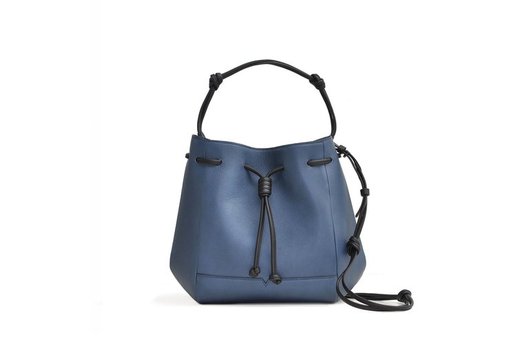 The Bucket Crossbody Handbag - Denim & Black - Denim / Black