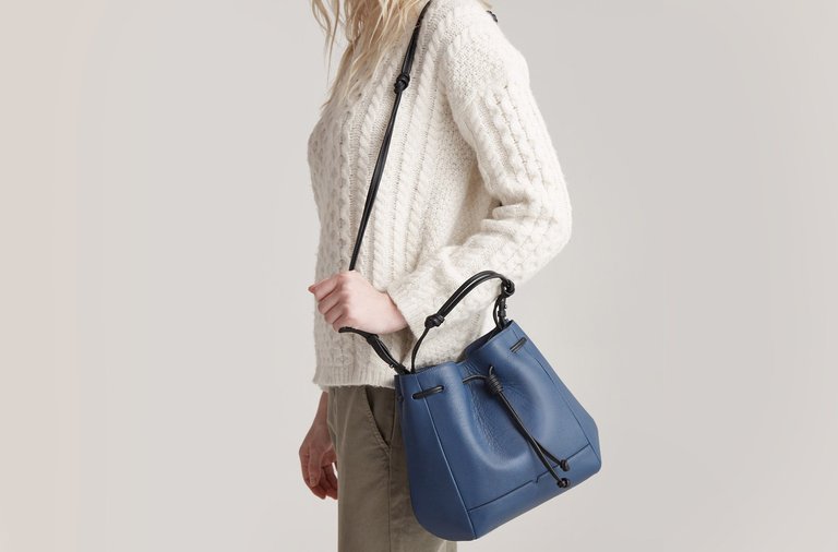 The Bucket Crossbody Handbag - Denim & Black