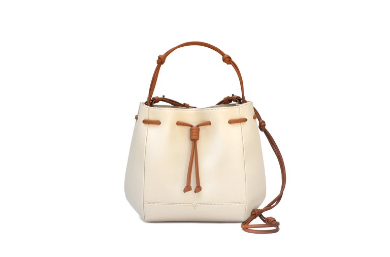 The Bucket Crossbody Handbag - Oat & Caramel - Oat / Caramel