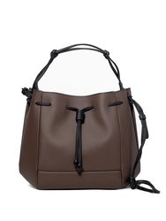 The Bucket Crossbody Handbag - Taupe & Black - Taupe & Black