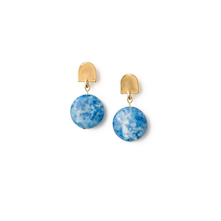 Gold Dome + Denim Lapis Earrings - Denim Lapis