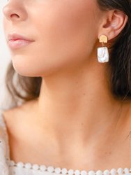 Gold Dome + Freshwater Pearl Earrings