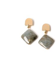 Gold Dome + Labradorite Earrings - Labradorite