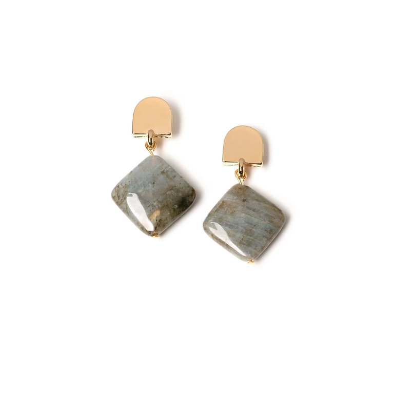 Gold Dome + Labradorite Earrings - Labradorite