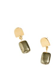 Gold Dome + Pyrite Earrings - Pyrite