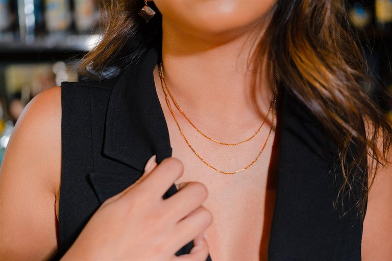 Gold Layered Chain Necklace, The Duo, II