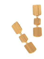 Gold Layered Dome Drop Earrings - Gold