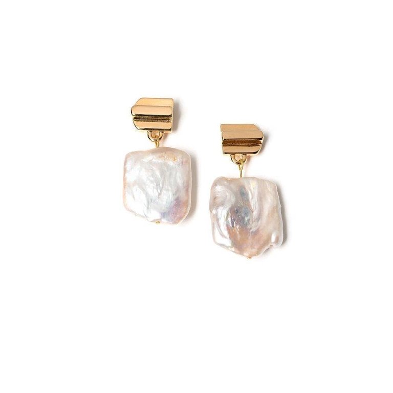 Gold Layered Dome + Freshwater Pearl Earrings