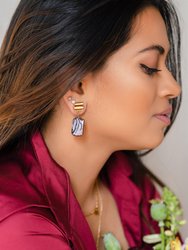 Gold Layered Dome + Peacock Pearl Earrings