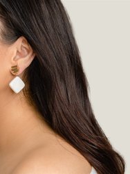 Gold Layered Dome + White Jade Earrings