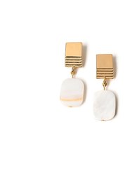 Gold Layered Square + Mother-of-Pearl Earrings - Mother-Of-Pearl