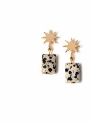 Gold Star + Dalmatian Jasper Earrings - Dalmatian Jasper