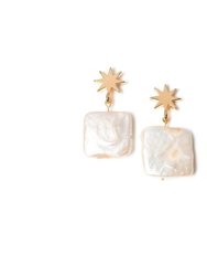 Gold Star + Freshwater Pearl Earrings - Gold