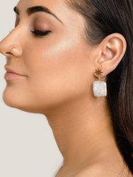 Gold Star + Freshwater Pearl Earrings