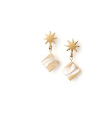 Gold Star + Mini Mother-of-Pearl Earrings - Mini Mother-of-pearl