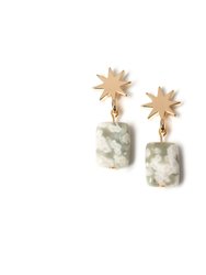 Gold Star + Peace Jasper Earrings - Gold and Green