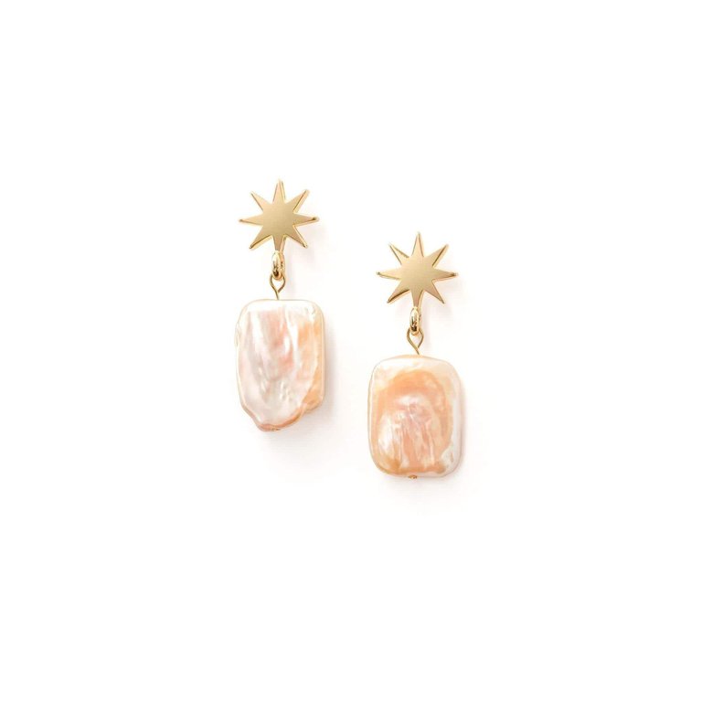 Gold Star + Peachy Pearl Earrings - Peachy Pearl