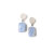 Rhodium Oval + Blue Agate Earrings - Blue
