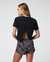 Feather Cross Back Short Sleeve Top In Black