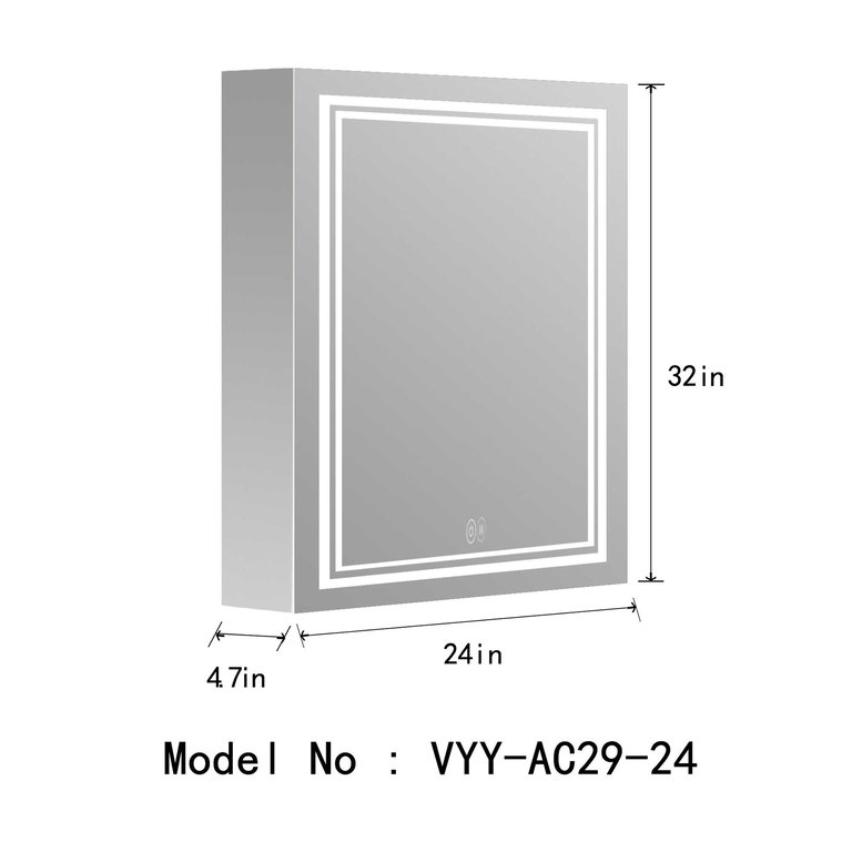 Ontario Rectangular Silver Aluminum Recessed Or Surface Mount LED Mirror Medicine Cabinet