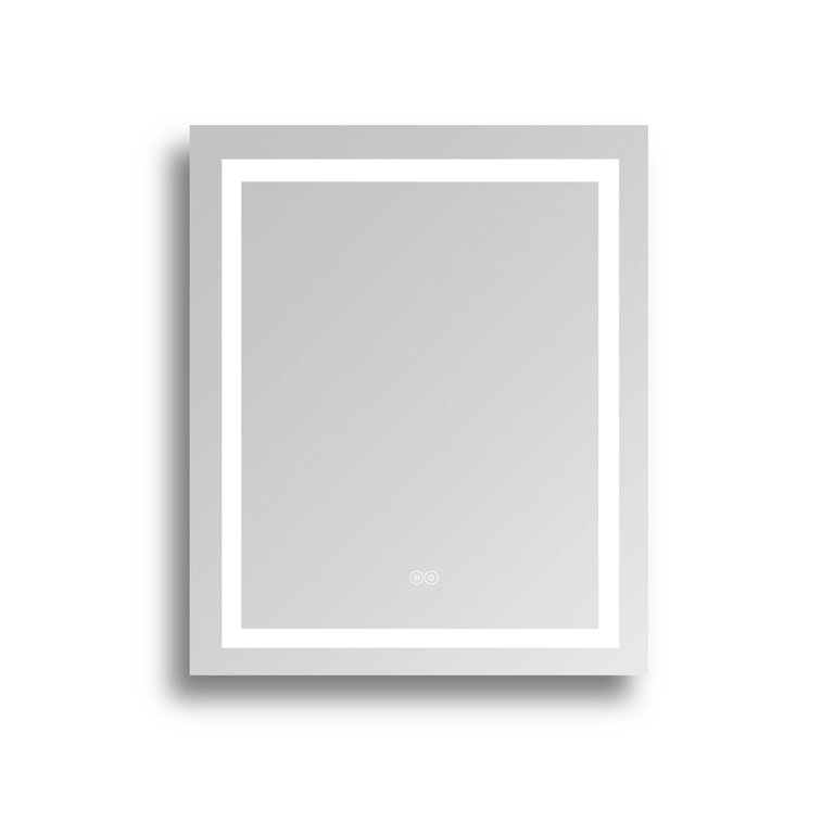 Superior 24" W x 30" H Rectangular Frameless Anti-Fog Wall Bathroom LED Vanity Mirror In Silver - Matte Silver