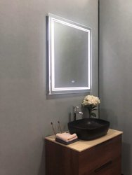 Victoria 24" W x 30". H Rectangular Frameless Anti-Fog Wall Bathroom LED Vanity Mirror in Silver