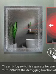 Victoria 24" W x 30". H Rectangular Frameless Anti-Fog Wall Bathroom LED Vanity Mirror in Silver