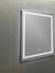 Victoria 24" W x 30". H Rectangular Frameless Anti-Fog Wall Bathroom LED Vanity Mirror in Silver