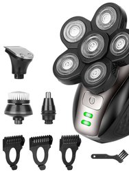 5 In 1 Electric Razor For Bald Men Rechargeable Cordless Head Beard Trimmer Shaver Kit IPX6 Waterproof Dry Wet Grooming Kit With 3 Combs