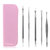 5 Pcs Blackhead Remover Kit Pimple Comedone Extractor Tool Set Stainless Steel Facial Acne Blemish Whitehead Popping Zit Removing For Nose Face Skin - Pink