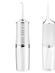 Cordless Oral Irrigator Water Flosser With 3 Modes, 4 Nozzles, & Detachable Water Tank For Travel - White