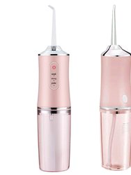 Cordless Oral Irrigator Water Flosser With 3 Modes, 4 Nozzles, & Detachable Water Tank For Travel - Pink