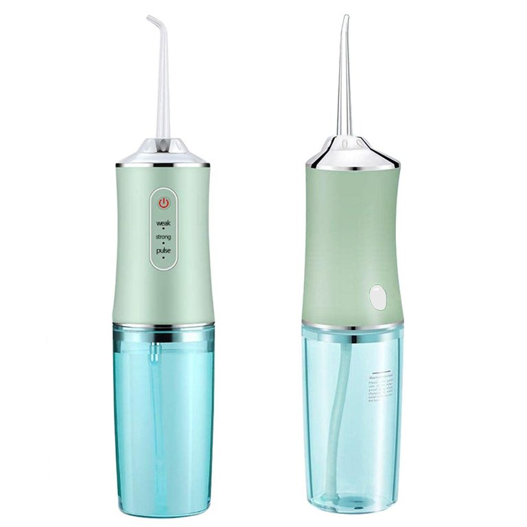Cordless Oral Irrigator Water Flosser With 3 Modes, 4 Nozzles, & Detachable Water Tank For Travel - Green