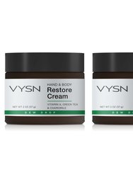 Hand & Body Restore Cream With Vitamin A, Green Tea & Chamomile - 2 Pack