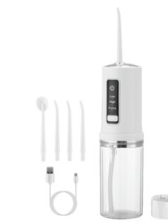 Portable Water Flosser Cordless Rechargeable Dental Oral Irrigator Waterproof Teeth Cleaner With 3 Modes 4 Nozzles 7.8oz Detachable Water Tank