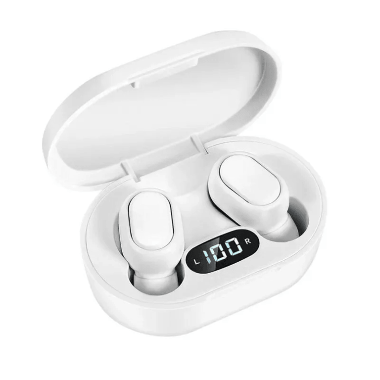 RockinPods Waterproof Bluetooth Earbuds With Digital Display - White
